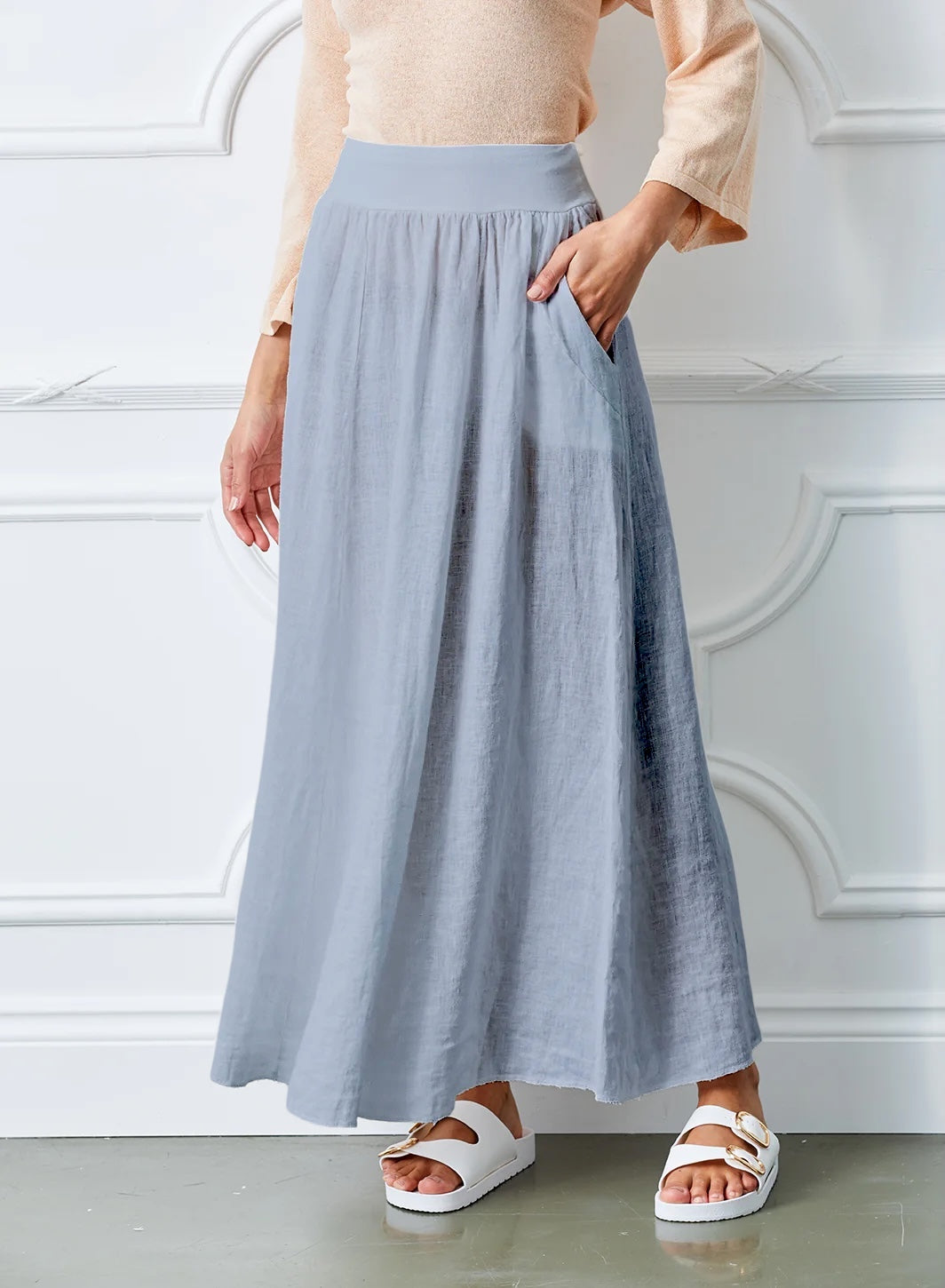 Lili Linen Skirt - Urban Grey