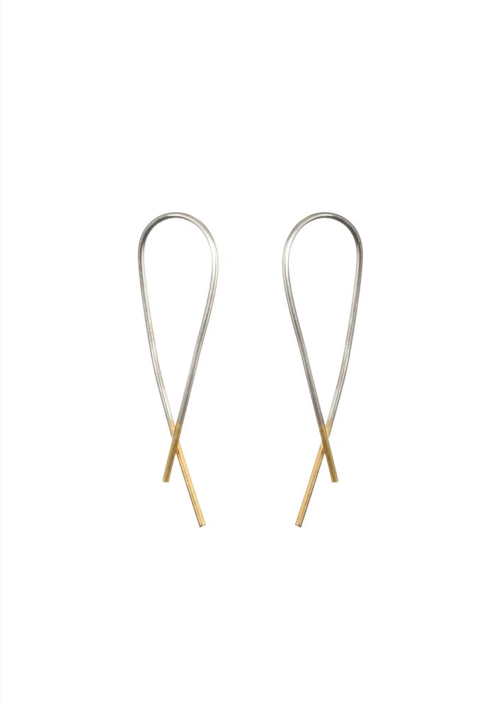 Silver/Gold Crossover Earrings